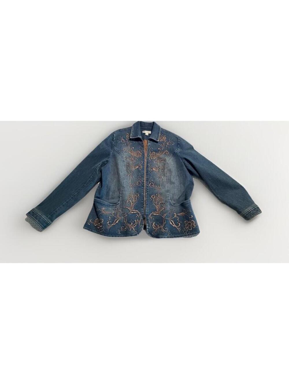 Vintage Coldwater Creek Embroidered Jean Jacket/Blazer Size Extra Large